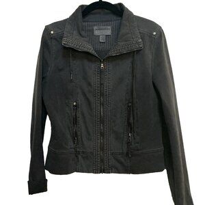 Marrakech Anthropologie Long Sleeve Dark Grey Full Zip Denim Jacket Women's Sz M
